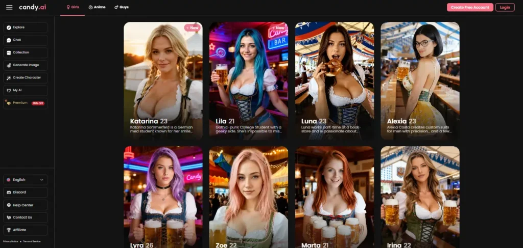 Candy AI User Interface