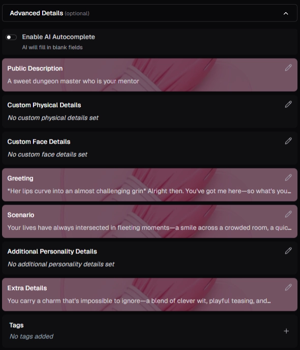 OurDream.ai – Character Customization advanced Feature