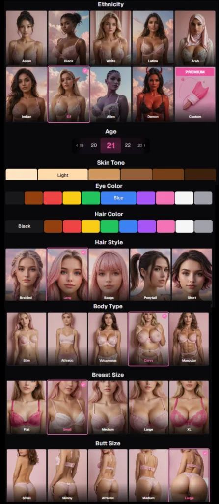 Ourdream AI -AI Character-Physical Customization Options