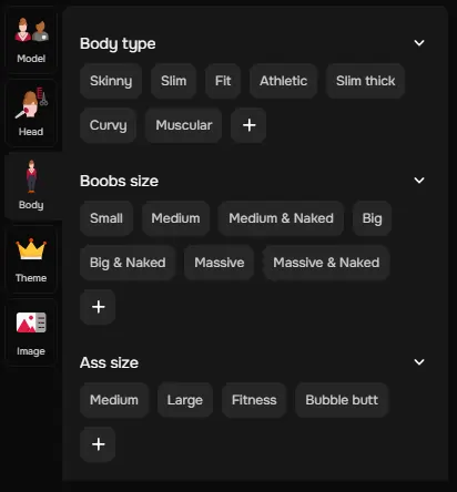 Sugarlab AI - Choose Body Type For Image Generation