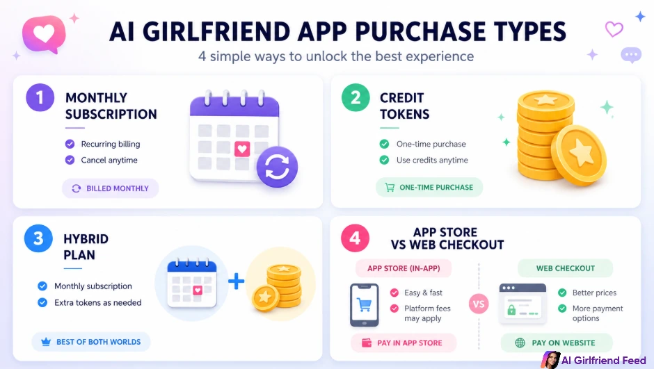 AI girlfriend app purchase types