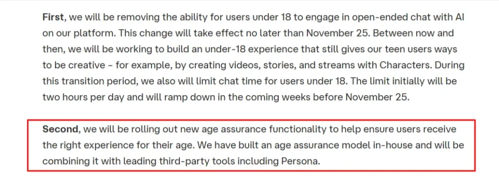 Character.ai - Under 18 Age Assurance
