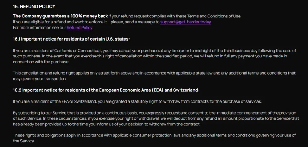 GetHarder - Refund Policy