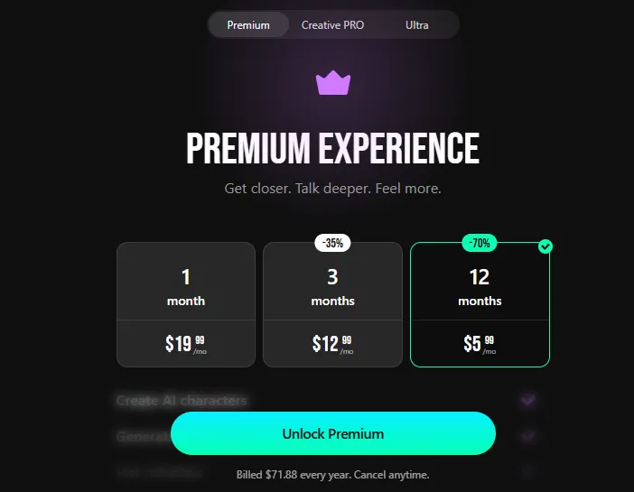 Lovescape AI Premium Plan