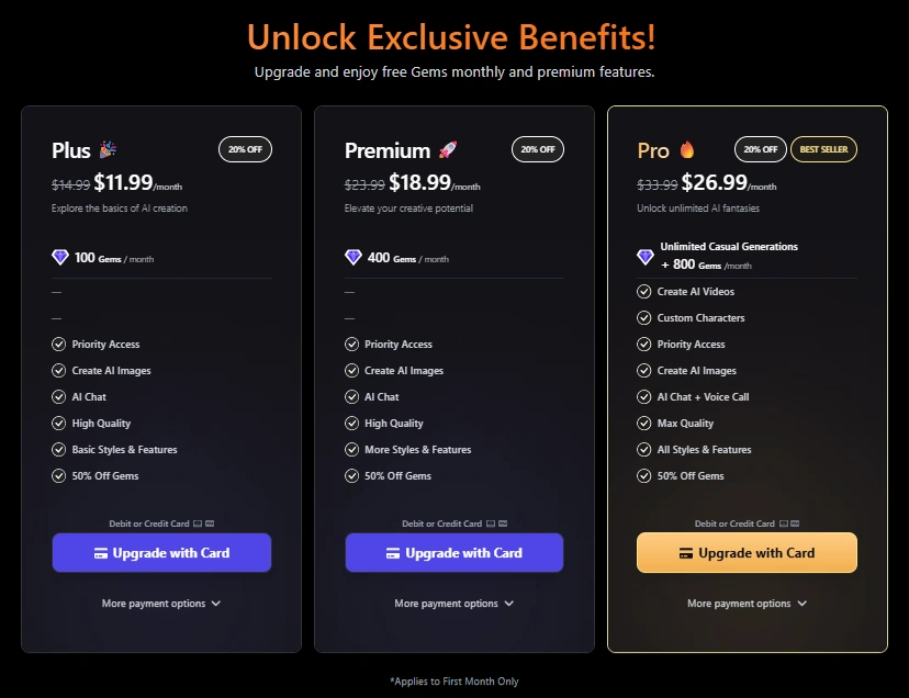 PromptChan AI iOS App Pricing Plan