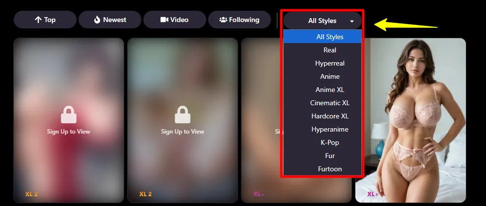 Promptchan AI Image generation Styles