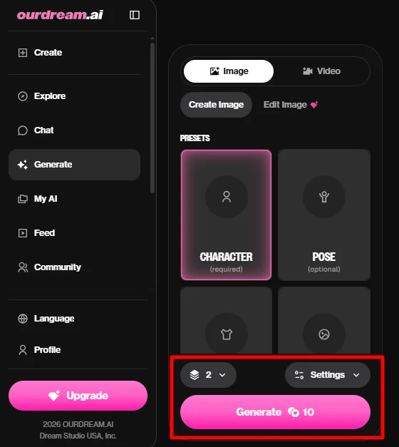 Image Generation Dreamcoins Cost - Ourdream AI